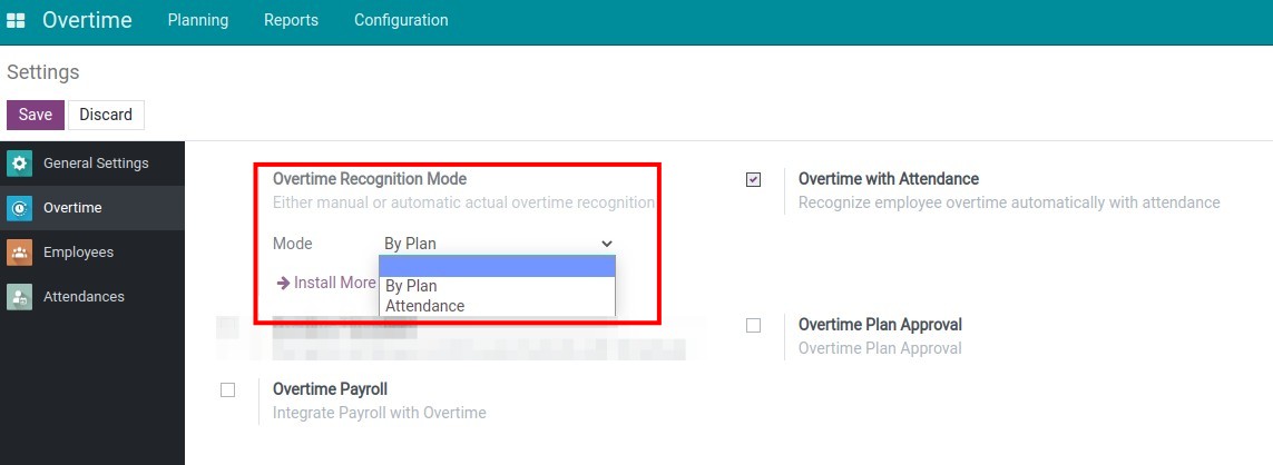 Add overtime recognition mode in overtime settings