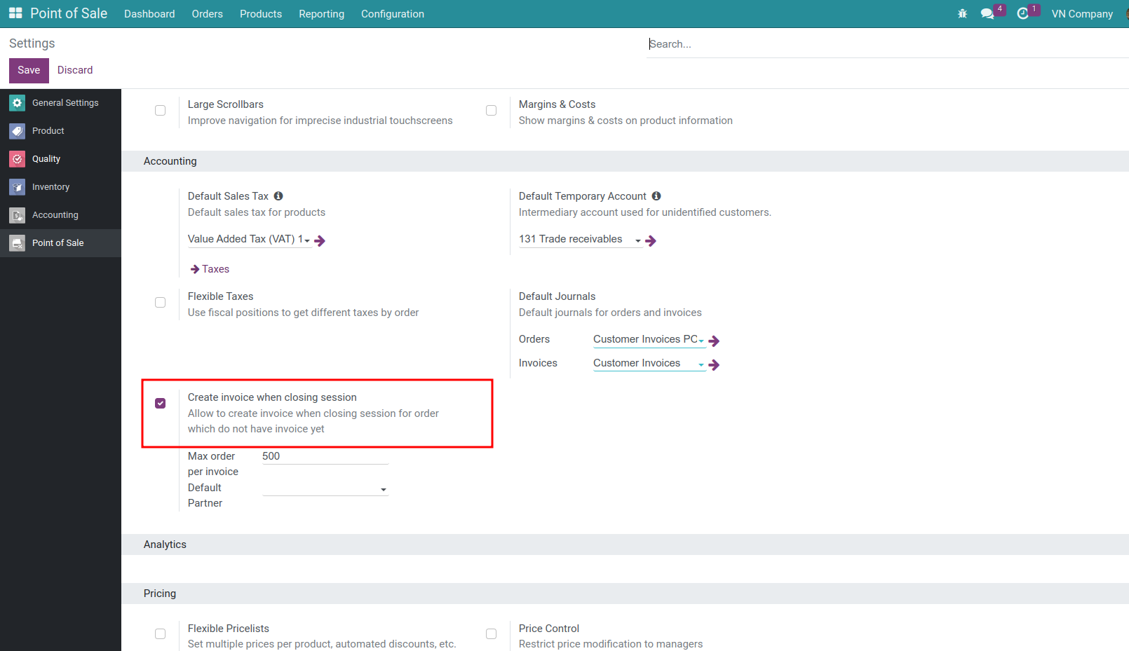 Create invoice when closing session