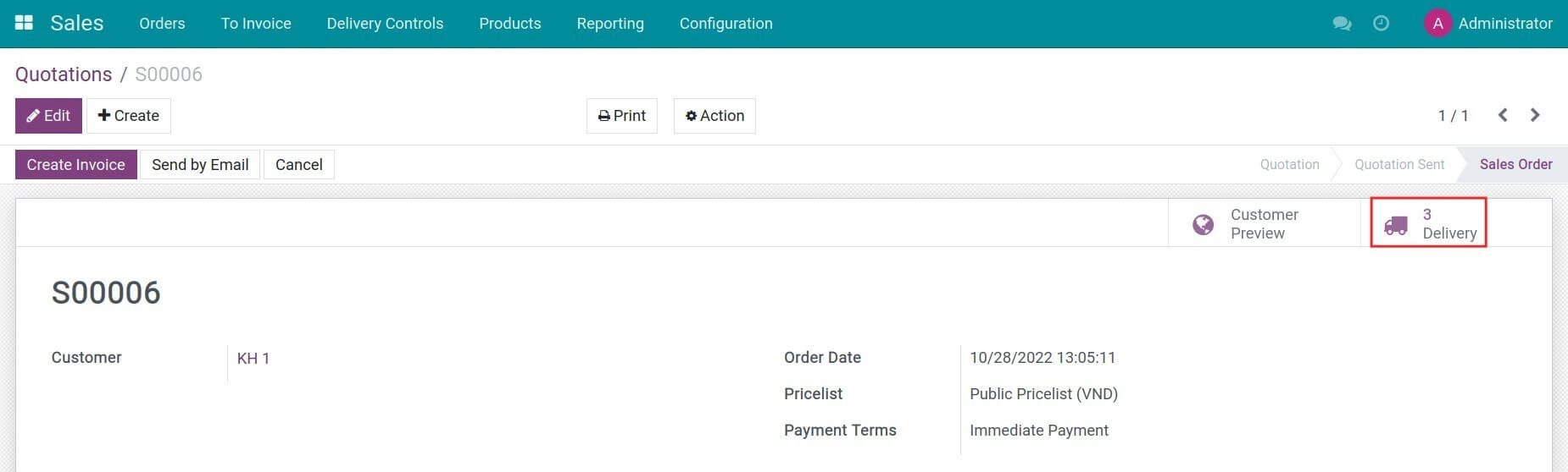 Confirm a sales order in Viindoo