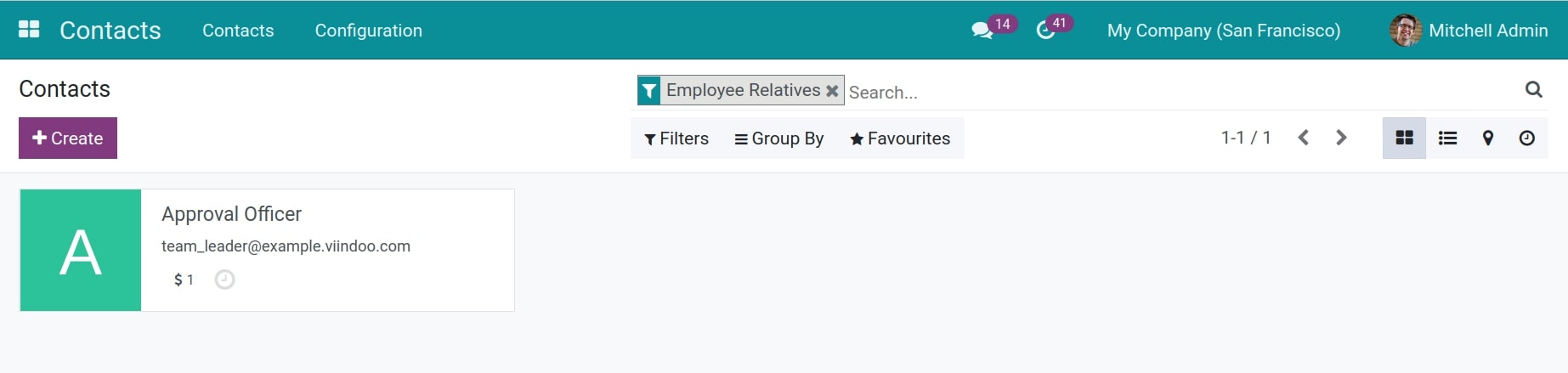 Filter the employee's relative