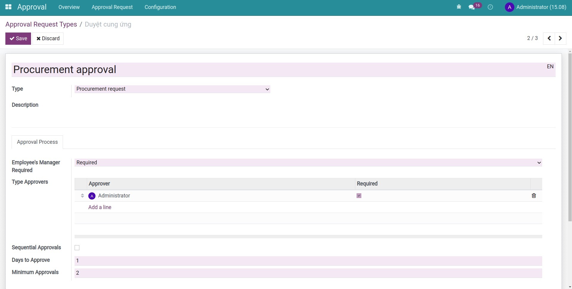 Set up procurement approval levels