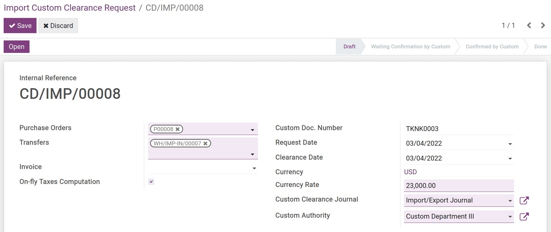 Viindoo customs clearance