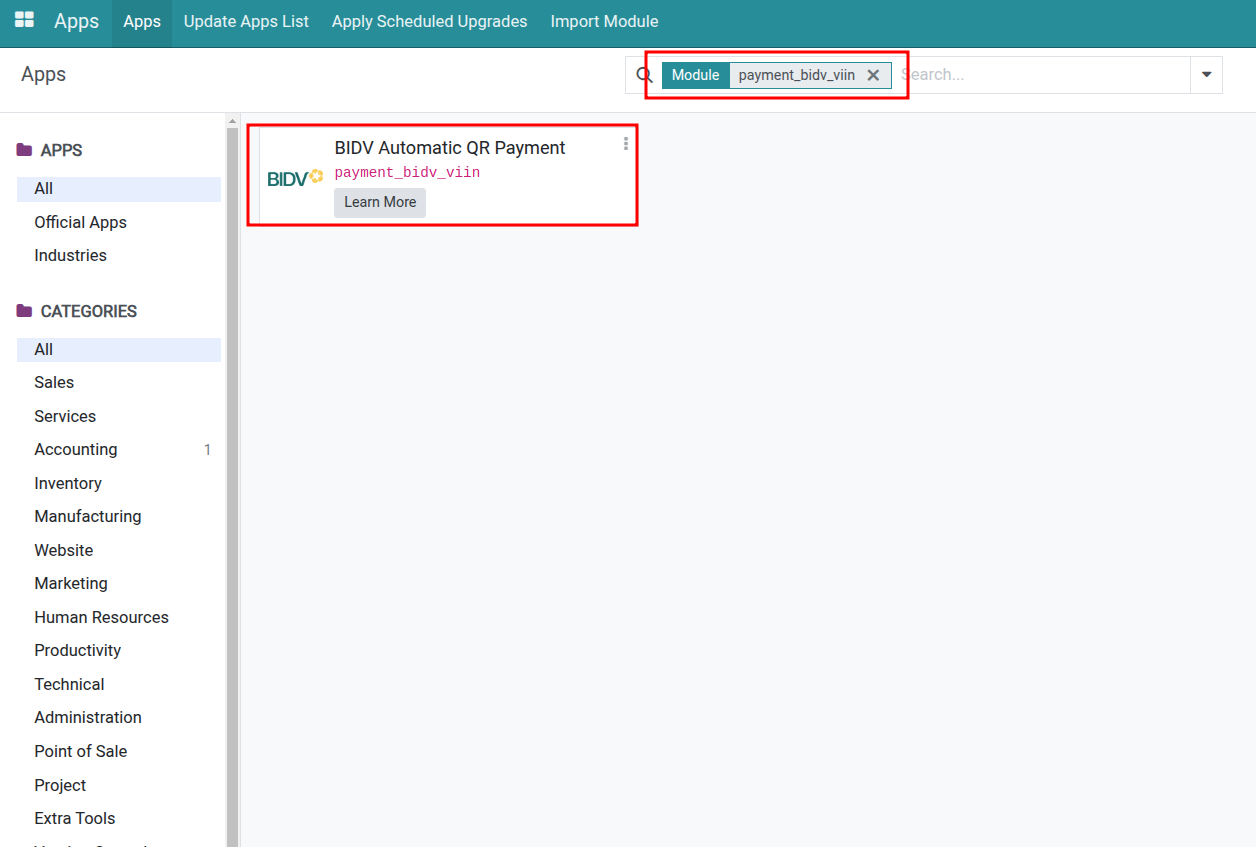 Install BIDV Automatic QR Payment