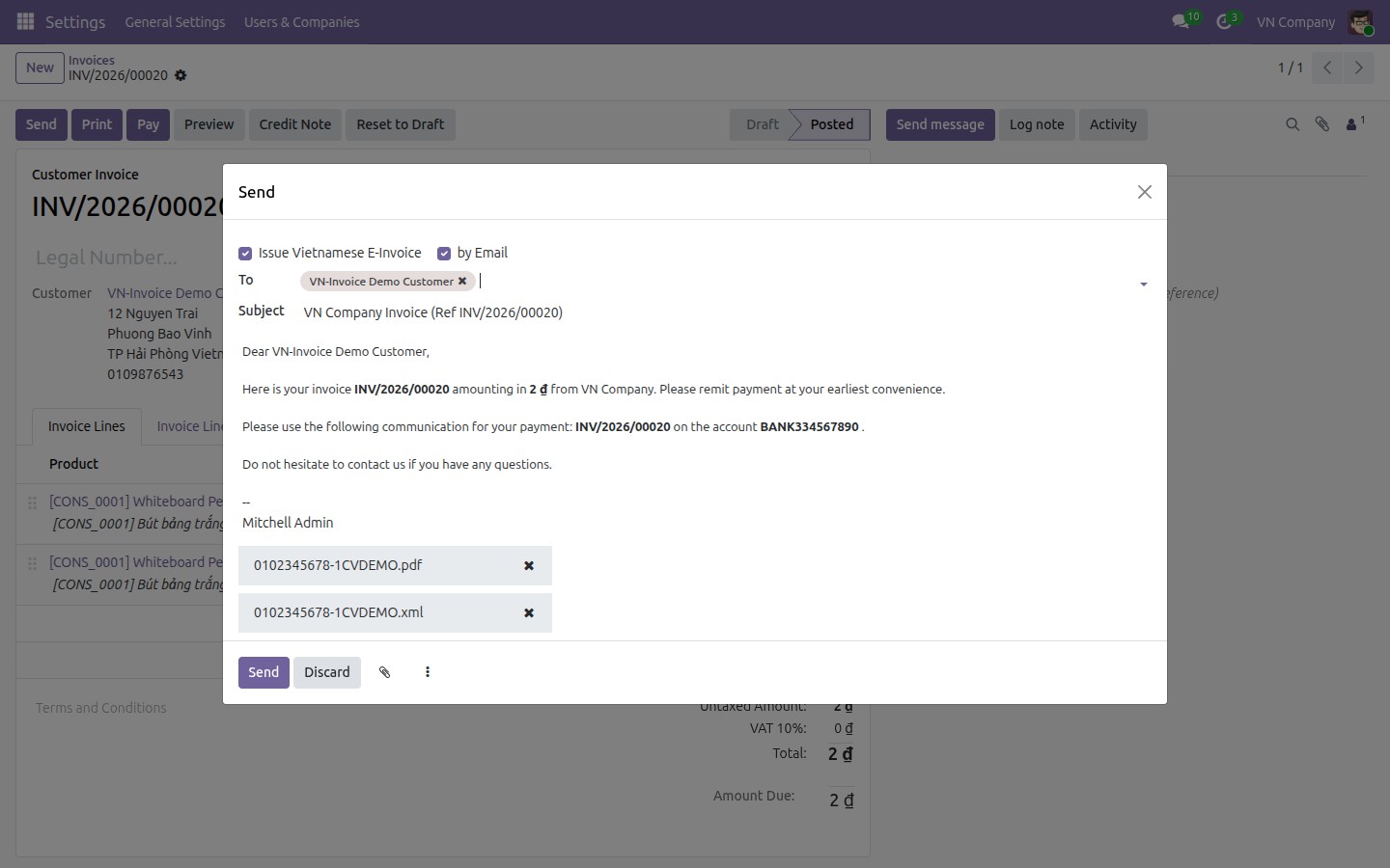 Issuing the e-invoice