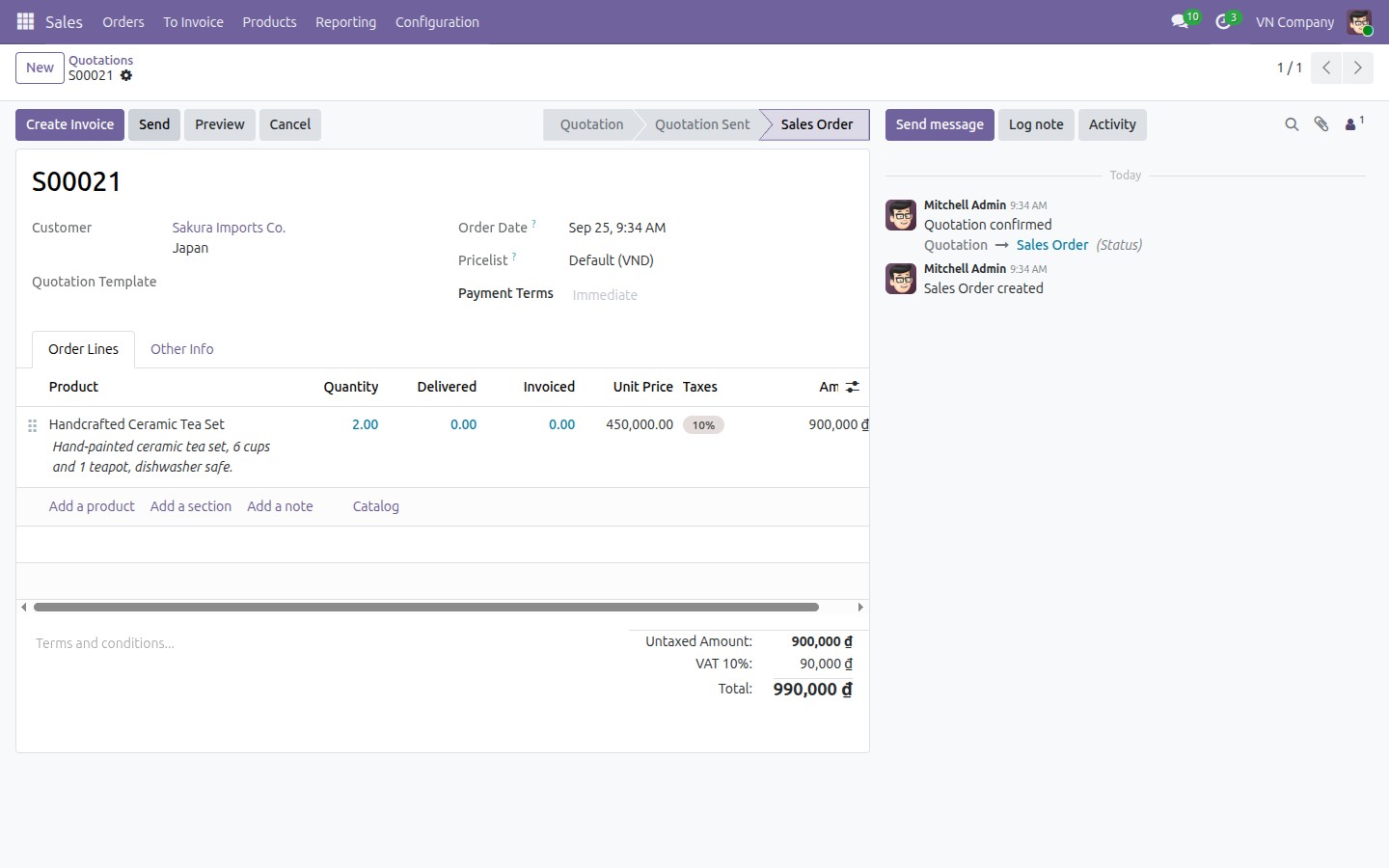 Create sales order