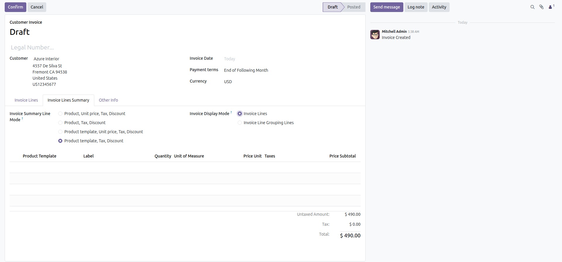 Invoice Display Mode