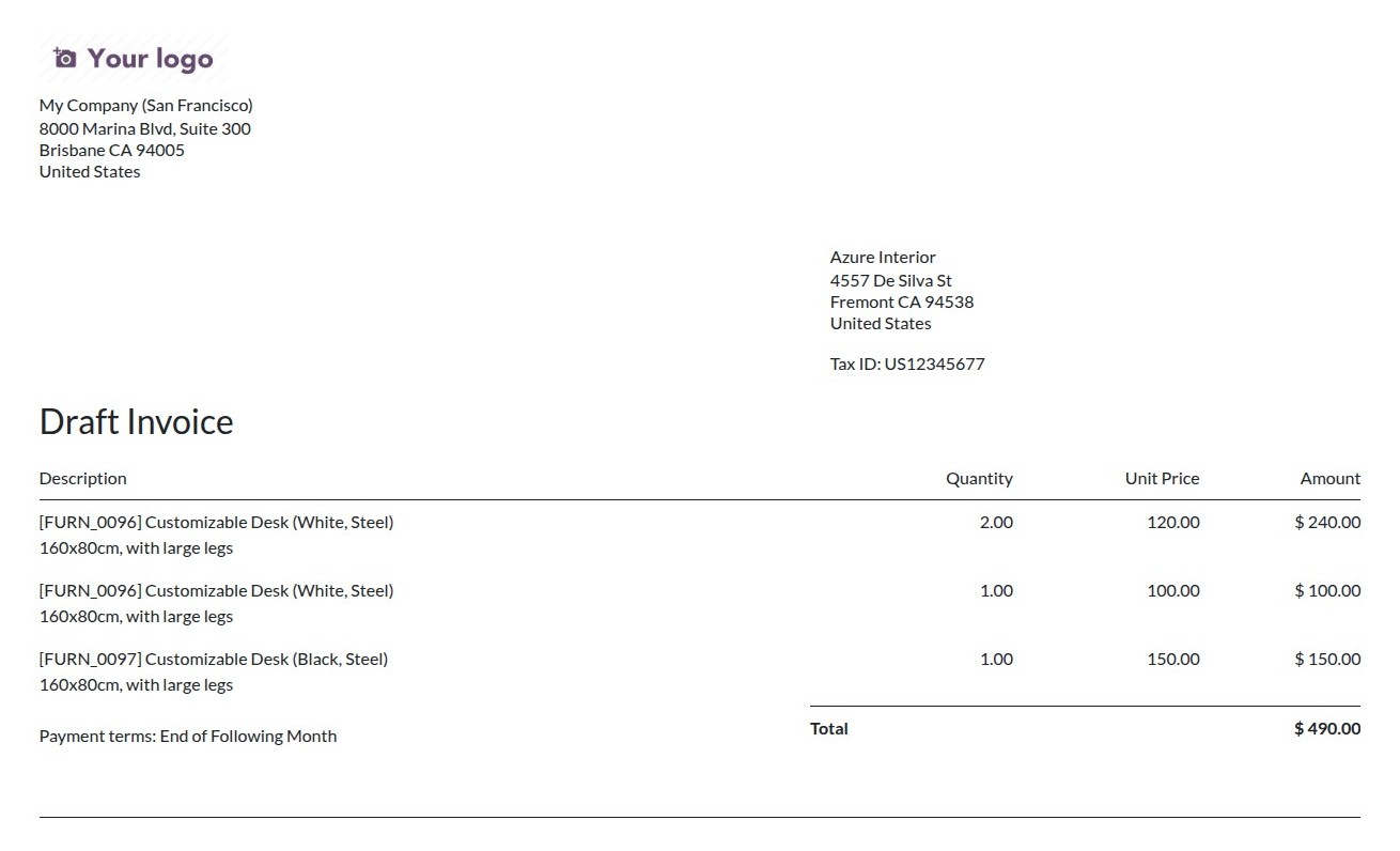 Customer invoice preview