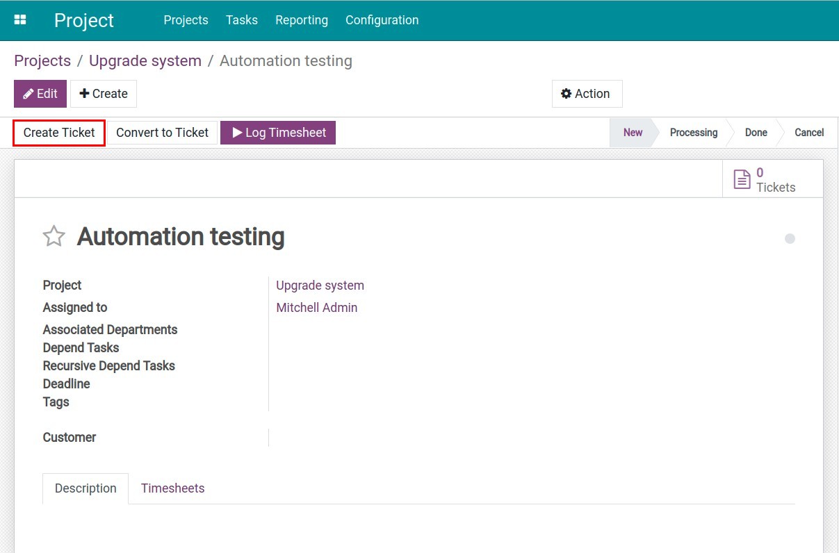 Click on Create Tickets