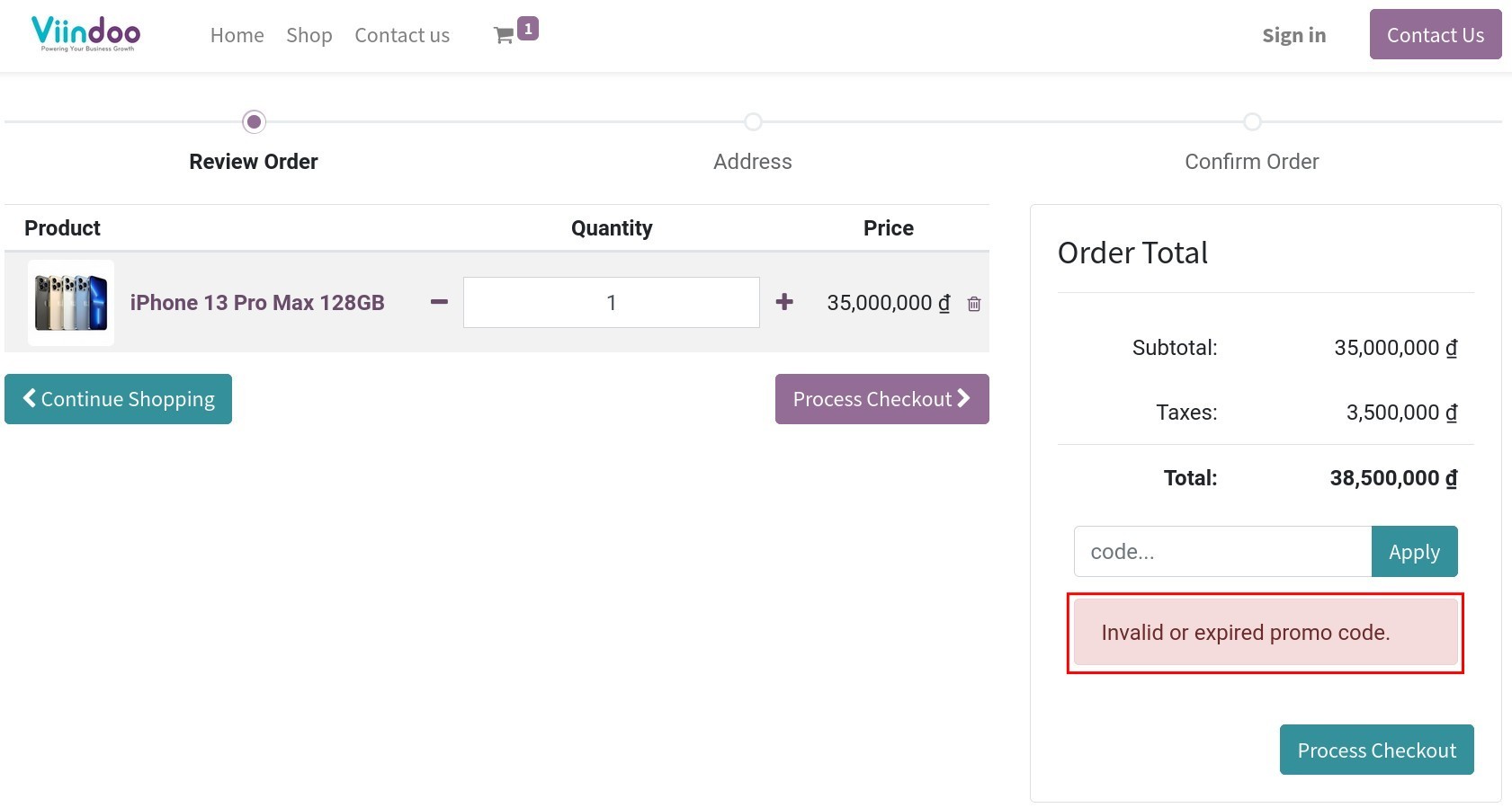 Apply an invalid code