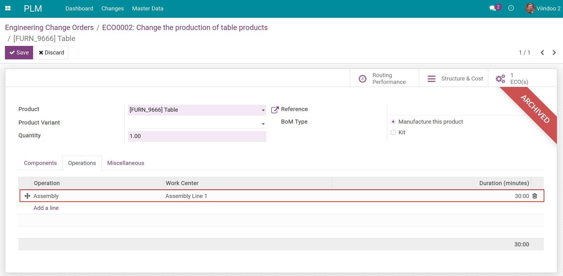 Edit the product's operation