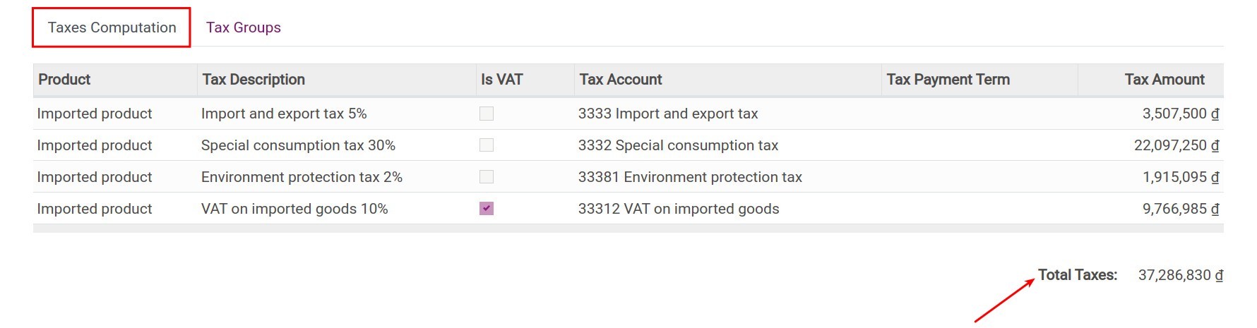 Calculate taxable value on the custom declaration form - Viindoo foreign trade app