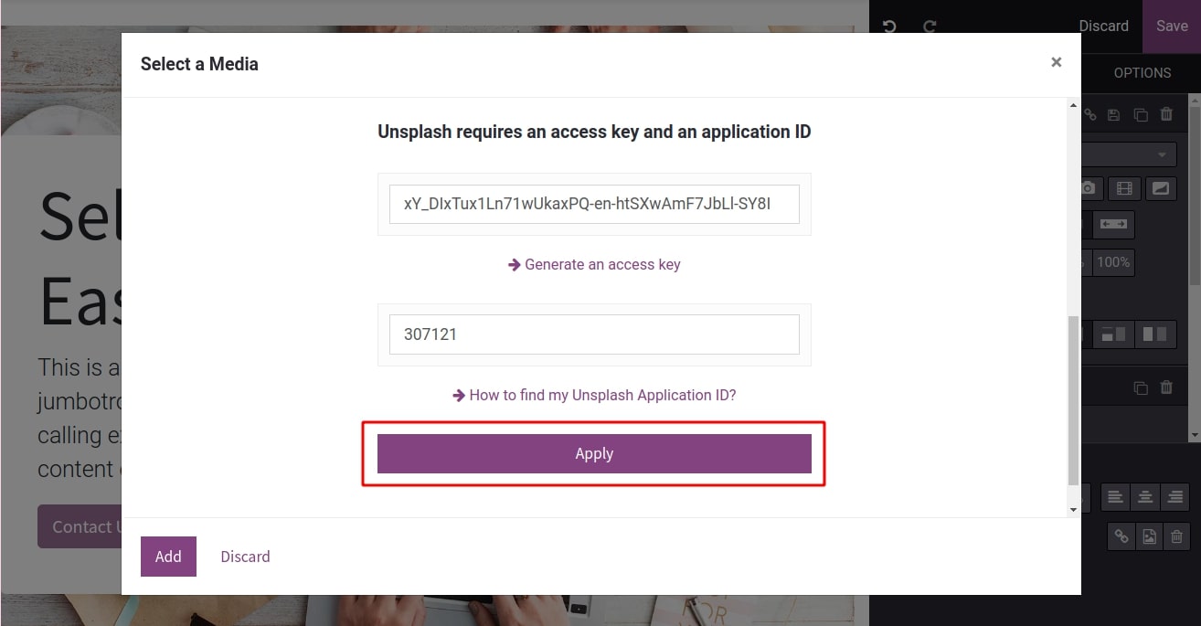 Apply Access key and Application ID