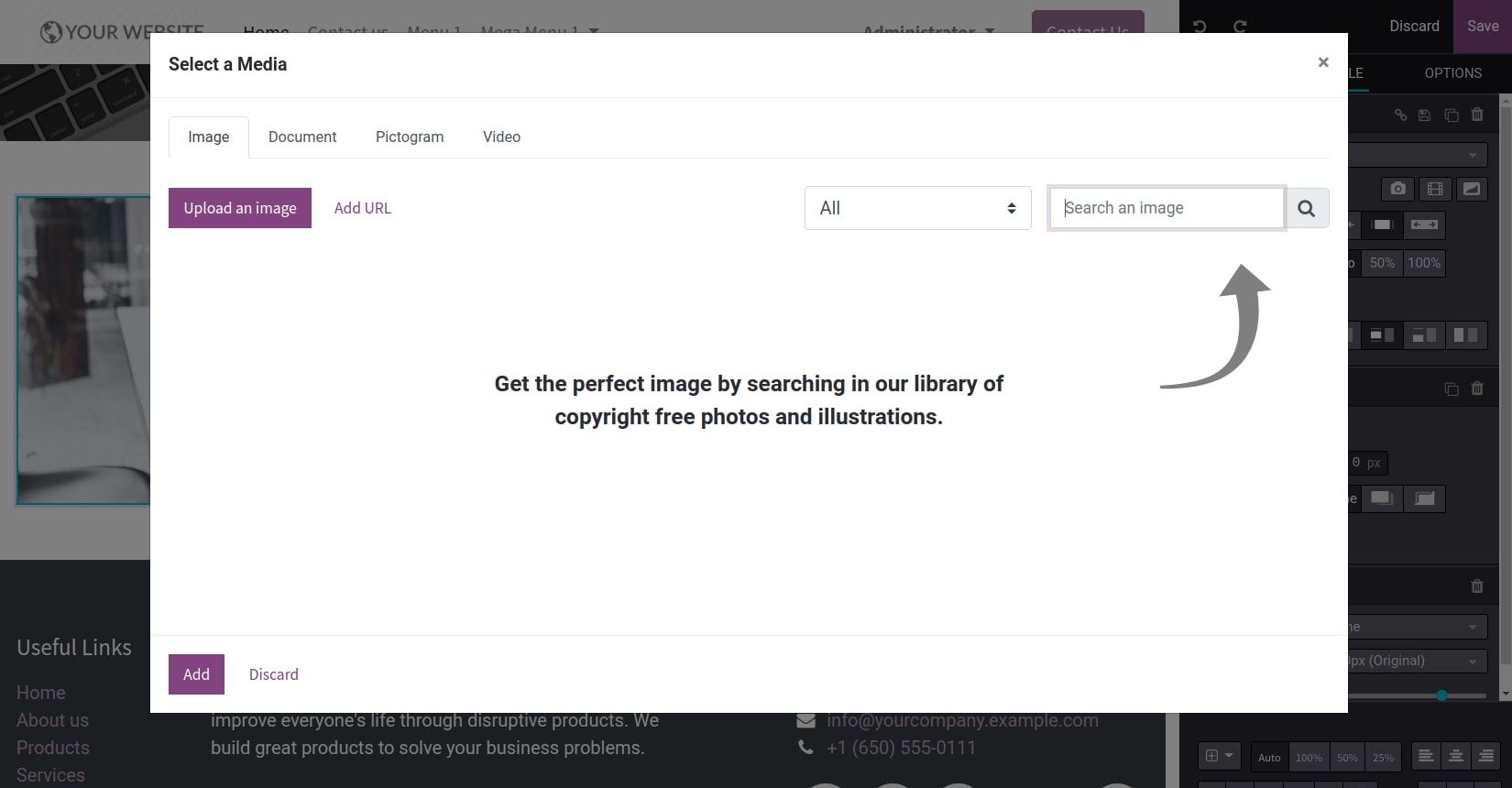 Search an image in the Website app