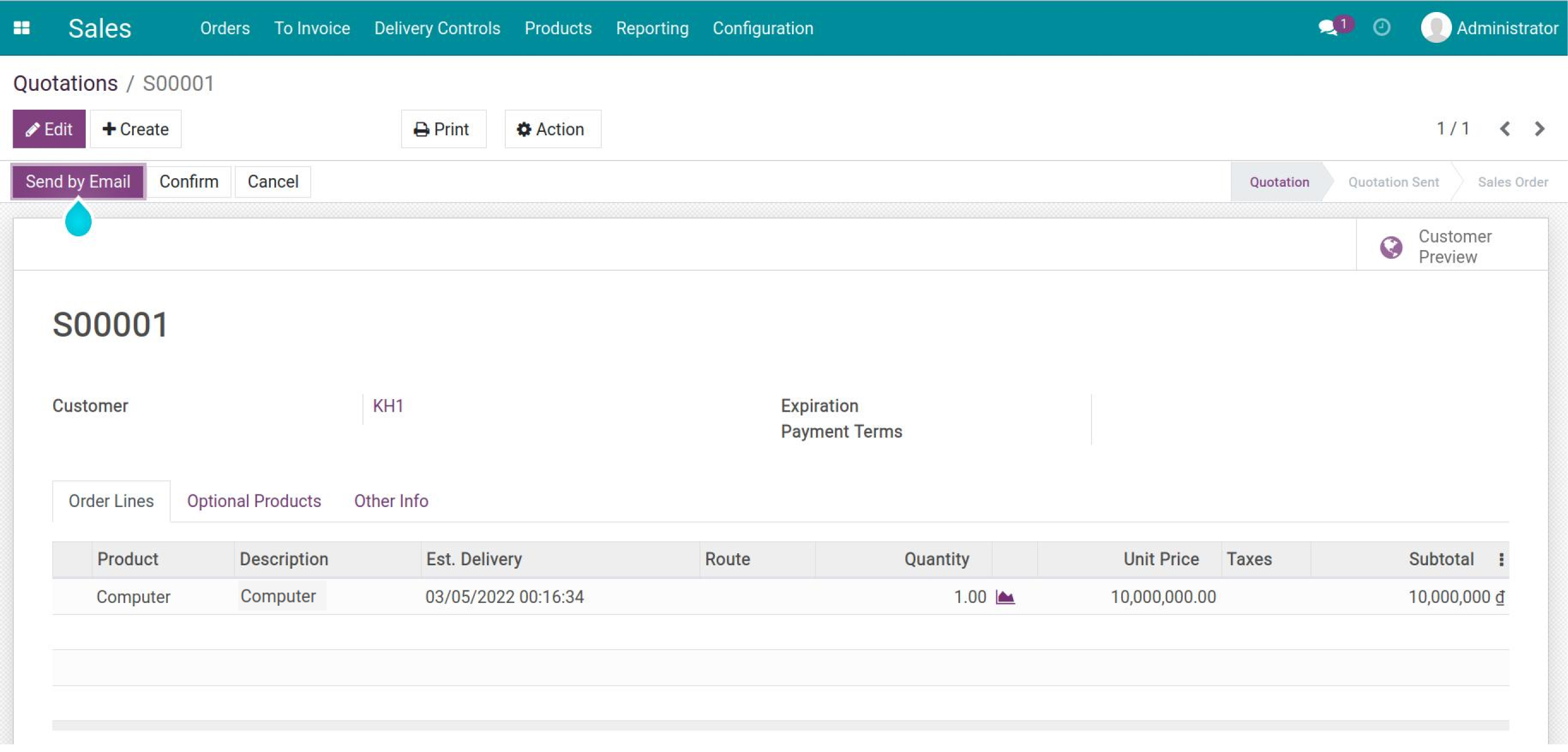 Create sales order Inventory Viindoo