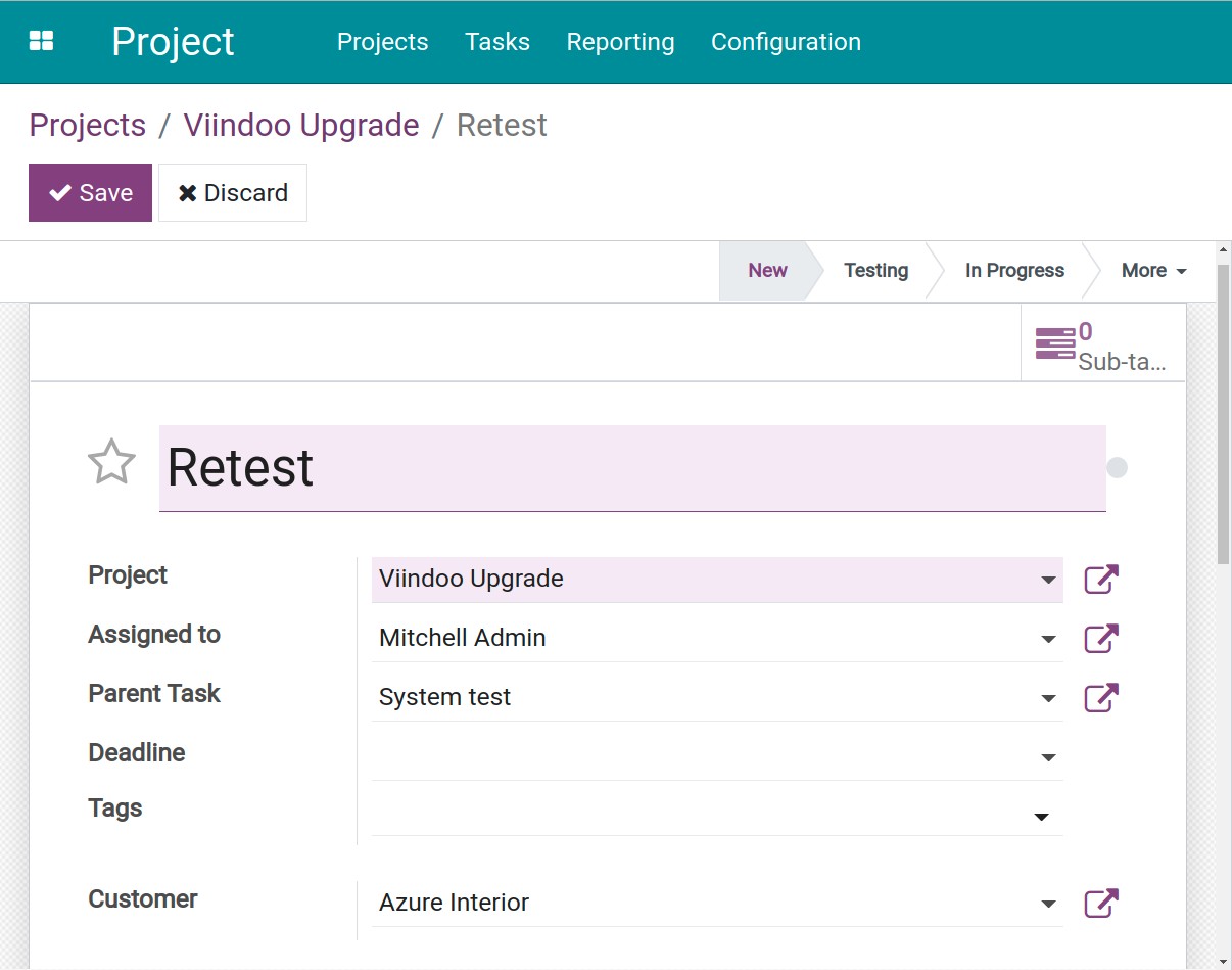 Select the parent task