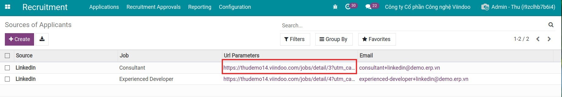 Link tracker in the view of applicants sources