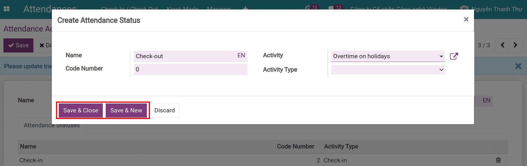 Save Attendance Status