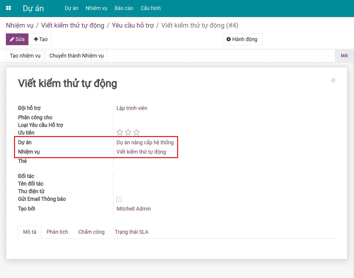Dự án và nhiệm vụ của yêu cầu