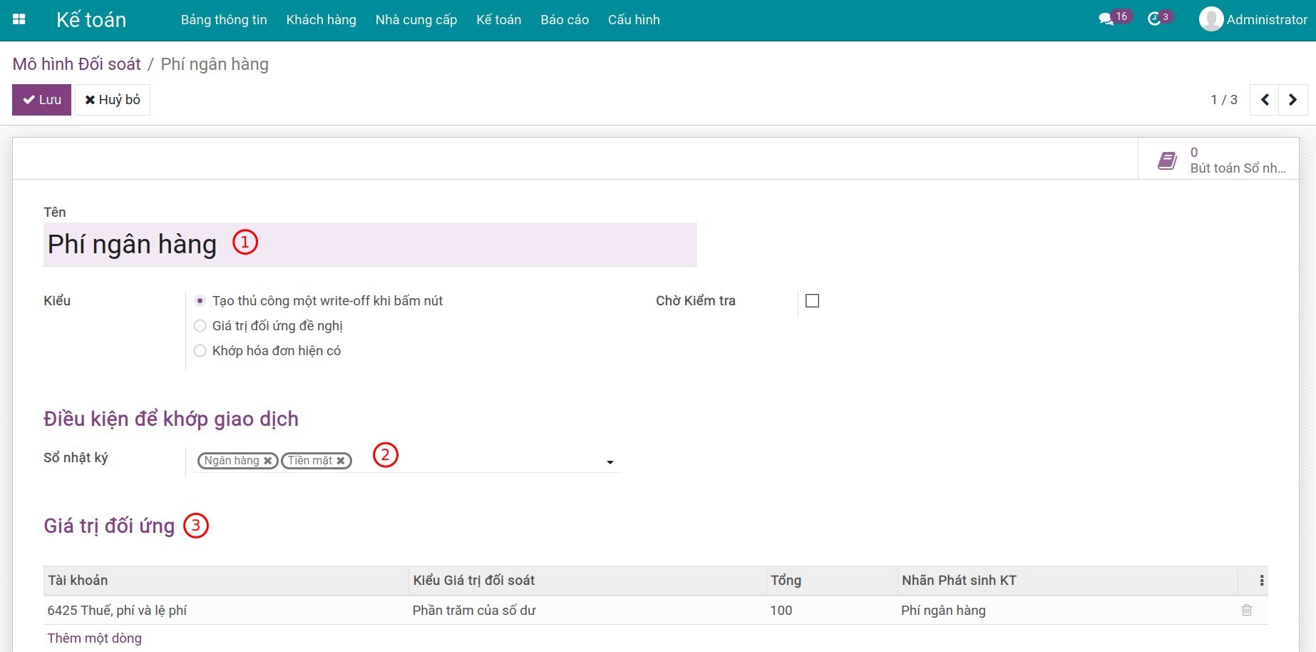 Thiết lập sẵn các mô hình đối soát trên Viindoo.