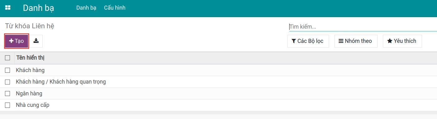 Danh sách loại đối tác Viindoo