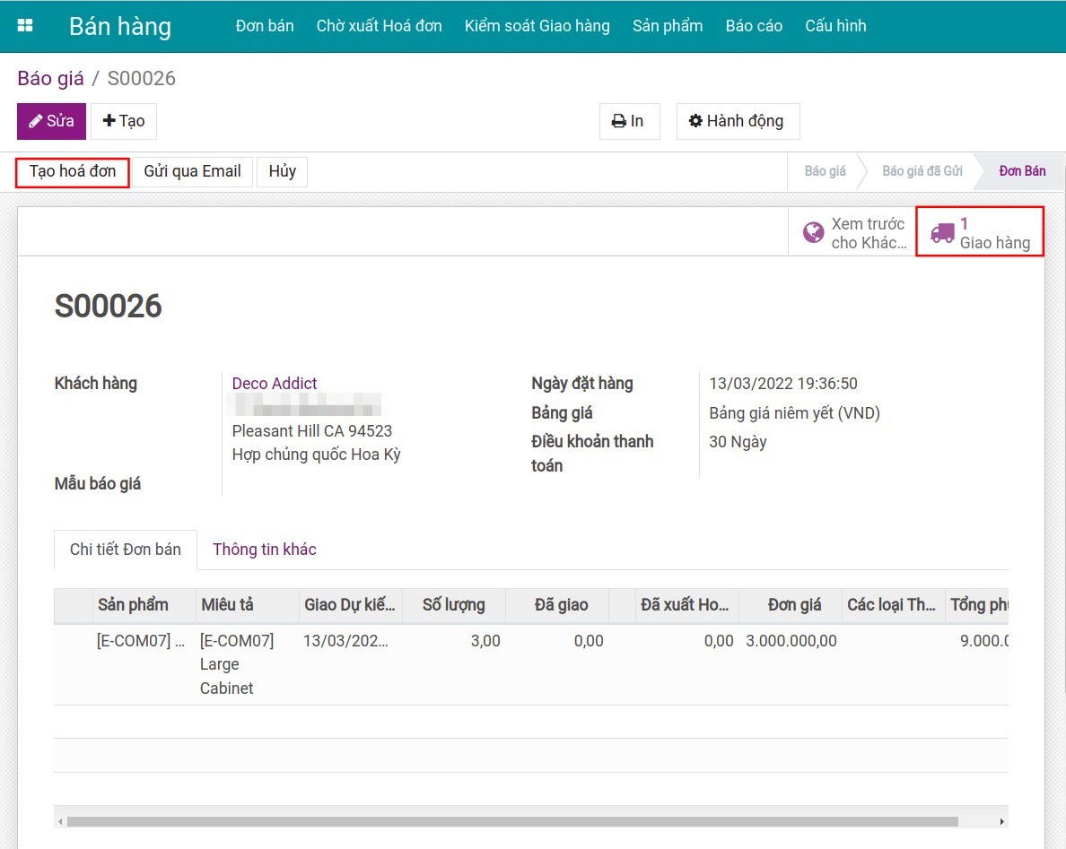 Không gợi ý tạo hóa đơn Invoice Viindoo