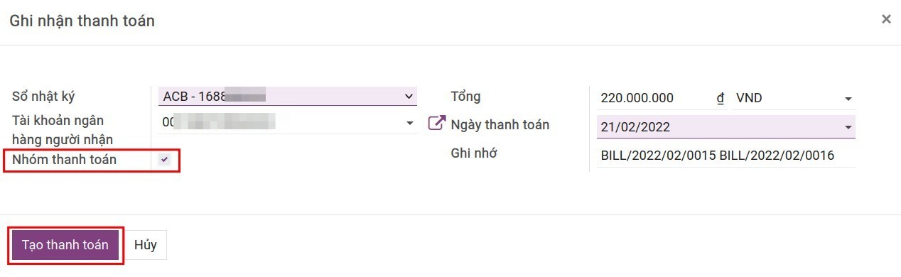 Kích hoạt Nhóm thanh toán trong Phần mềm Kế toán Viindoo