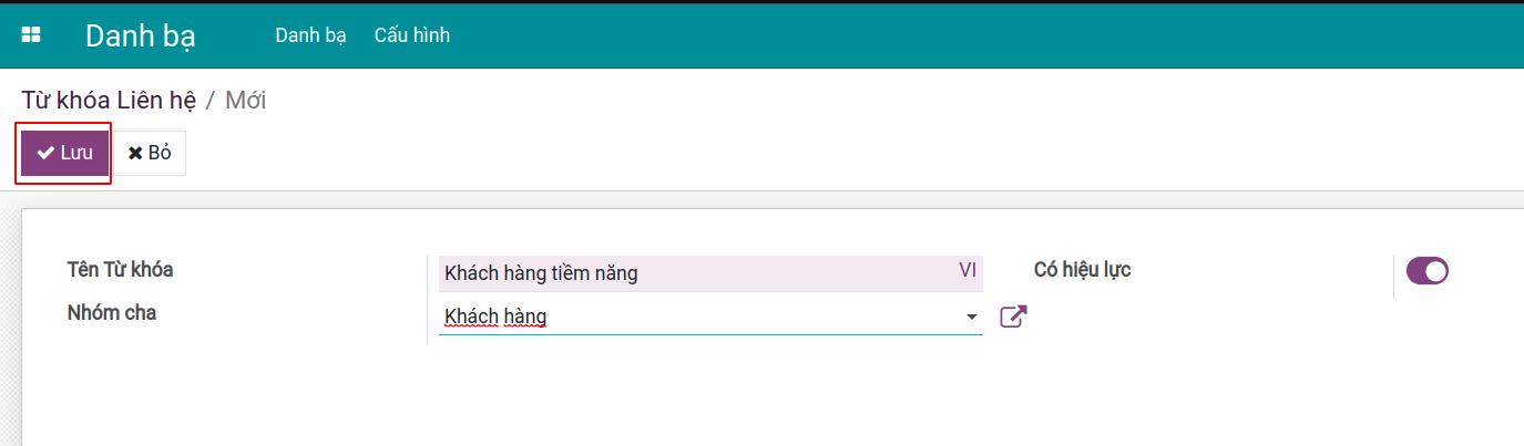 Tạo nhóm đối tác Danh bạ Viindoo