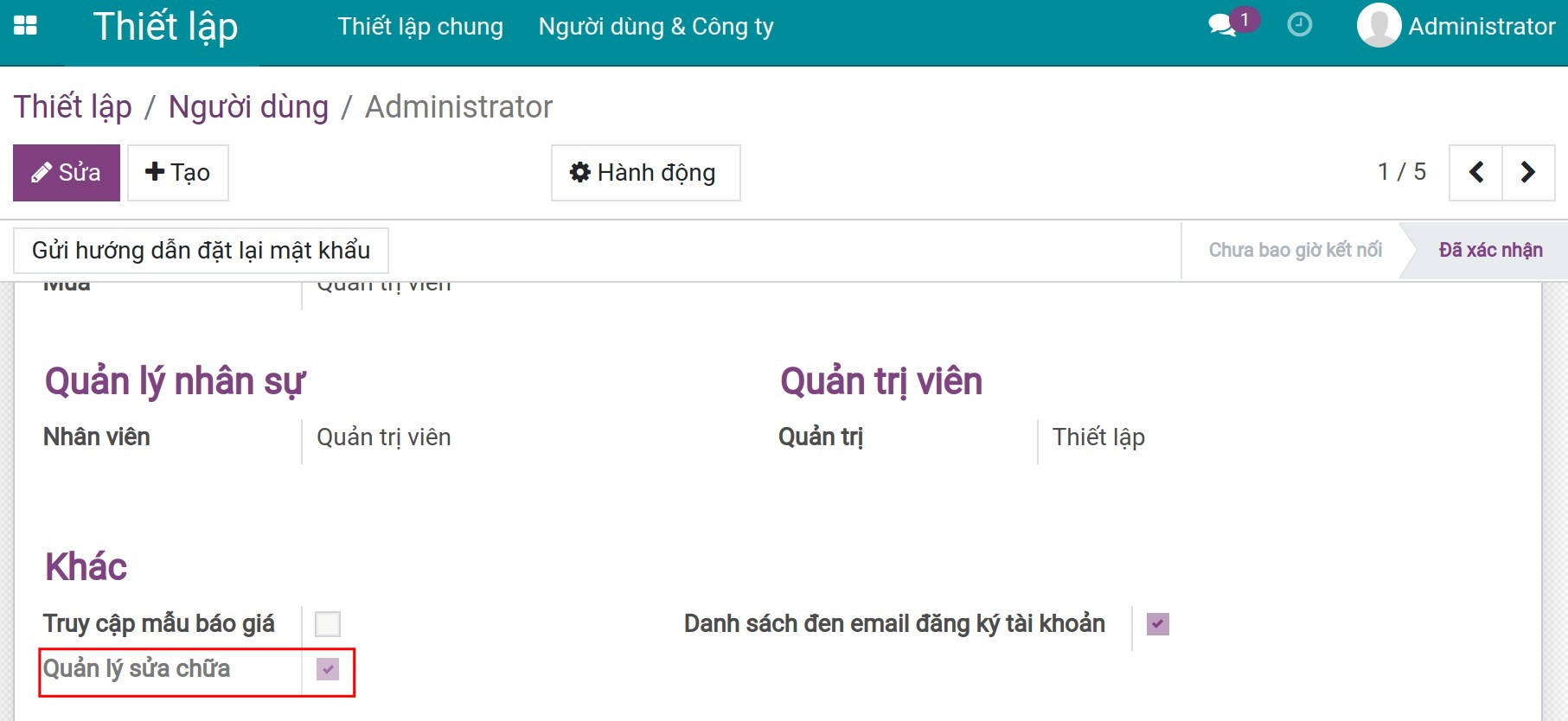 Tích chọn cho phép sử dụng ứng dụng sửa chữa.