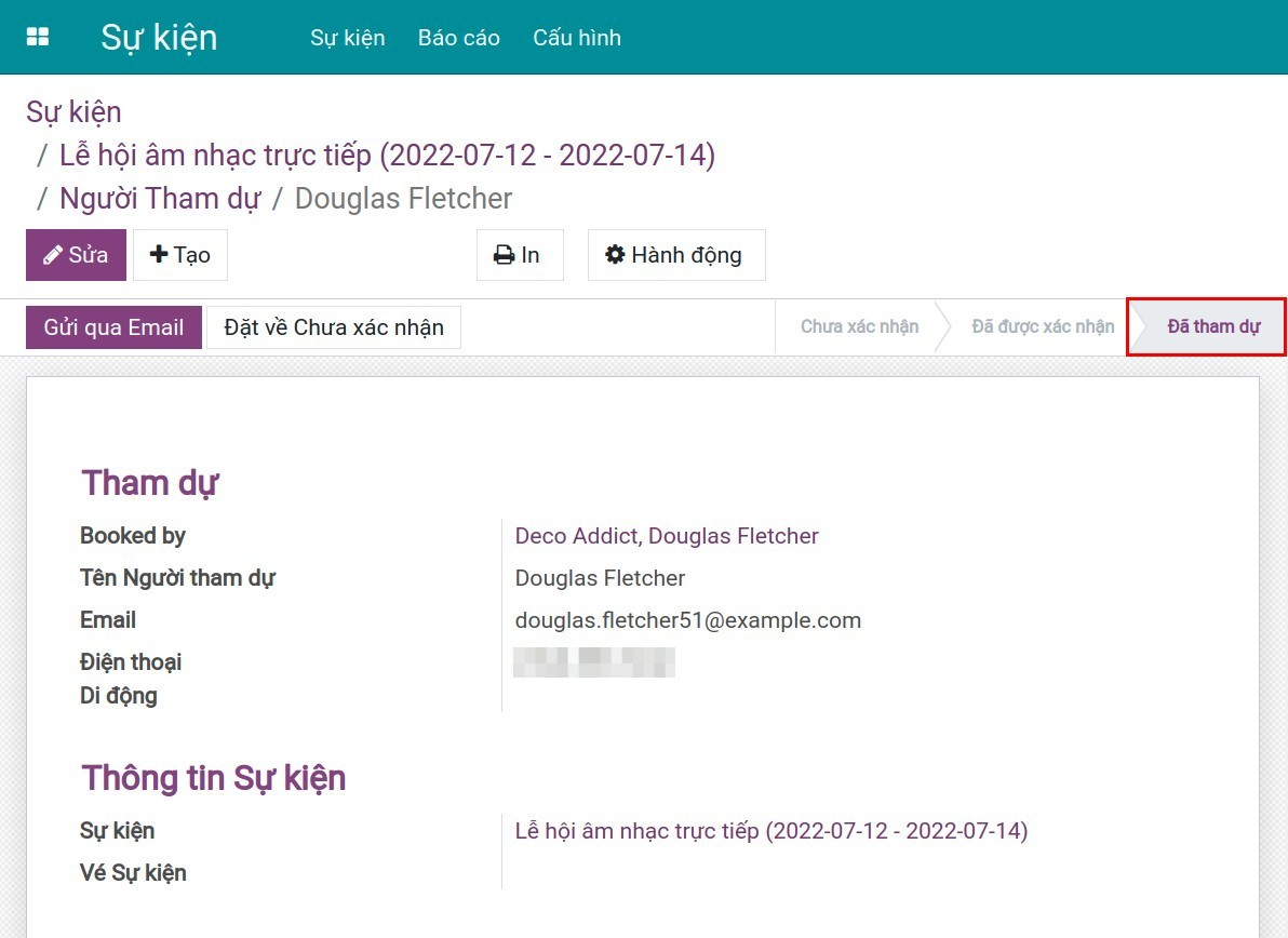 Trạng thái đã tham dự
