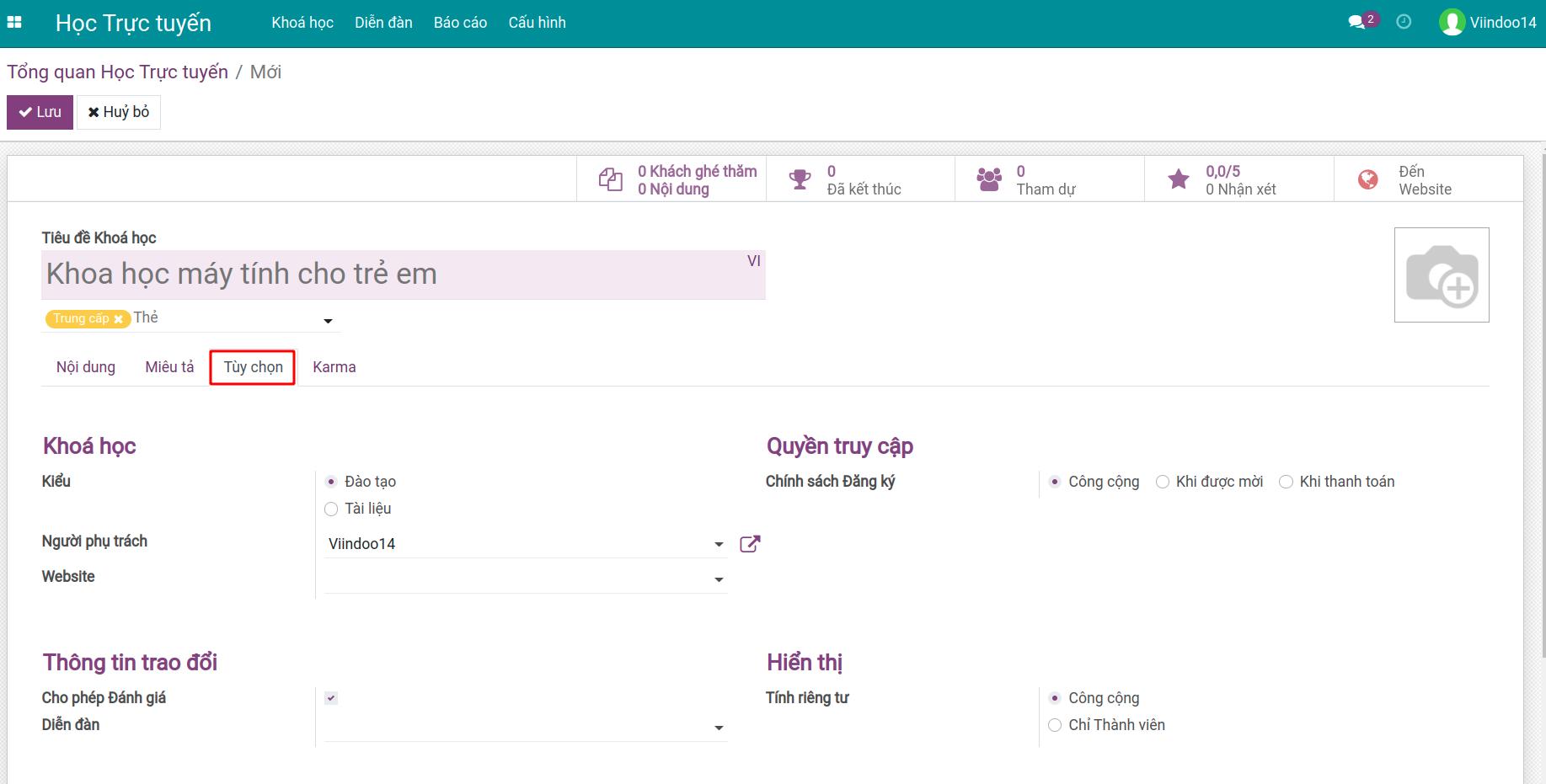 Tuỳ chọn khóa học trực tuyến