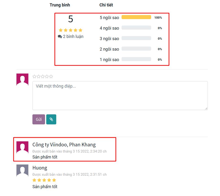 Xem thông tin đánh giá sản phẩm