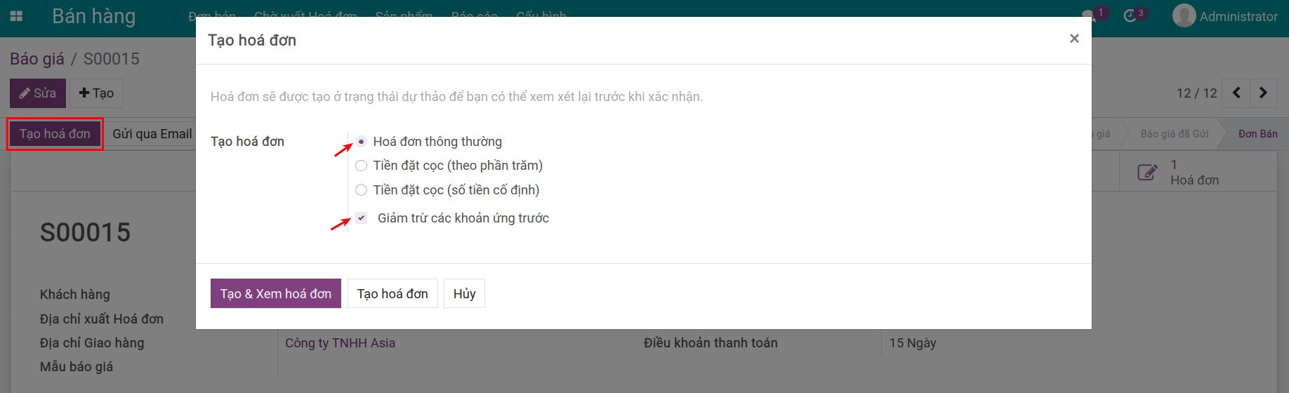 Tạo hóa đơn lần 2 - Viindoo