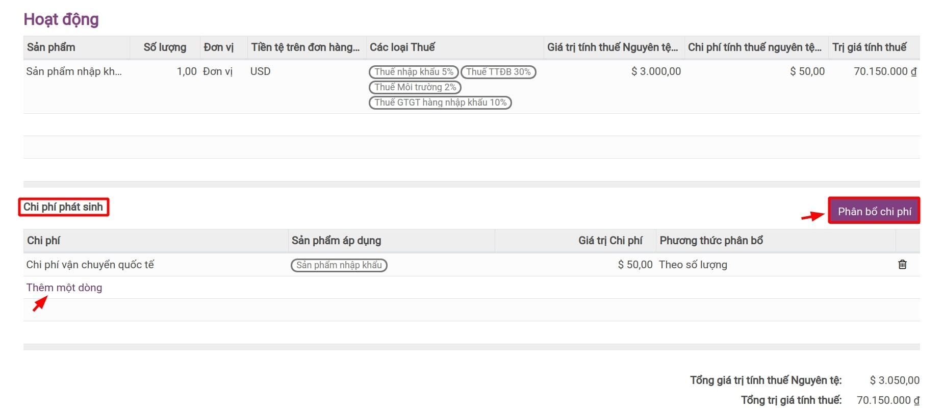 Thông tin về sản phẩm trên tờ khai nhập khẩu - Quản lý xuất nhập khẩu Viindoo