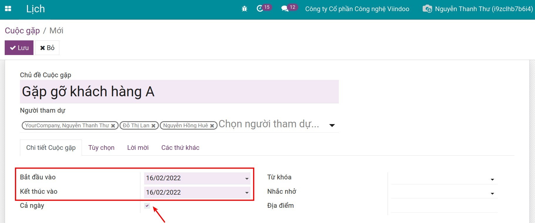 Tích chọn kéo dài cuộc gặp Cả ngày