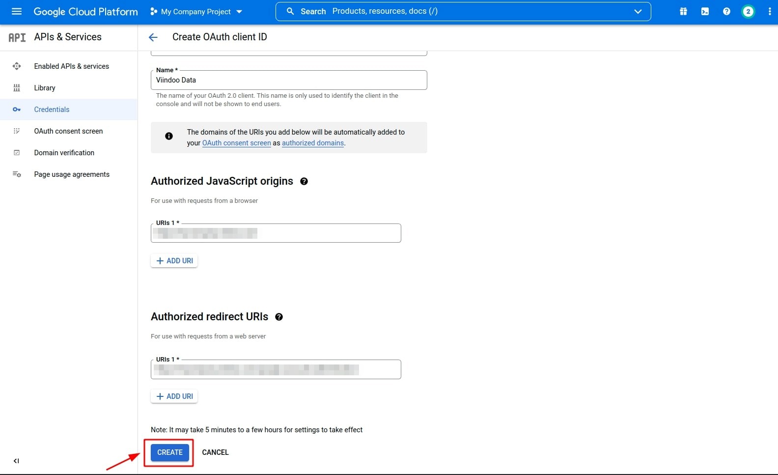 Tạo OAuth client ID