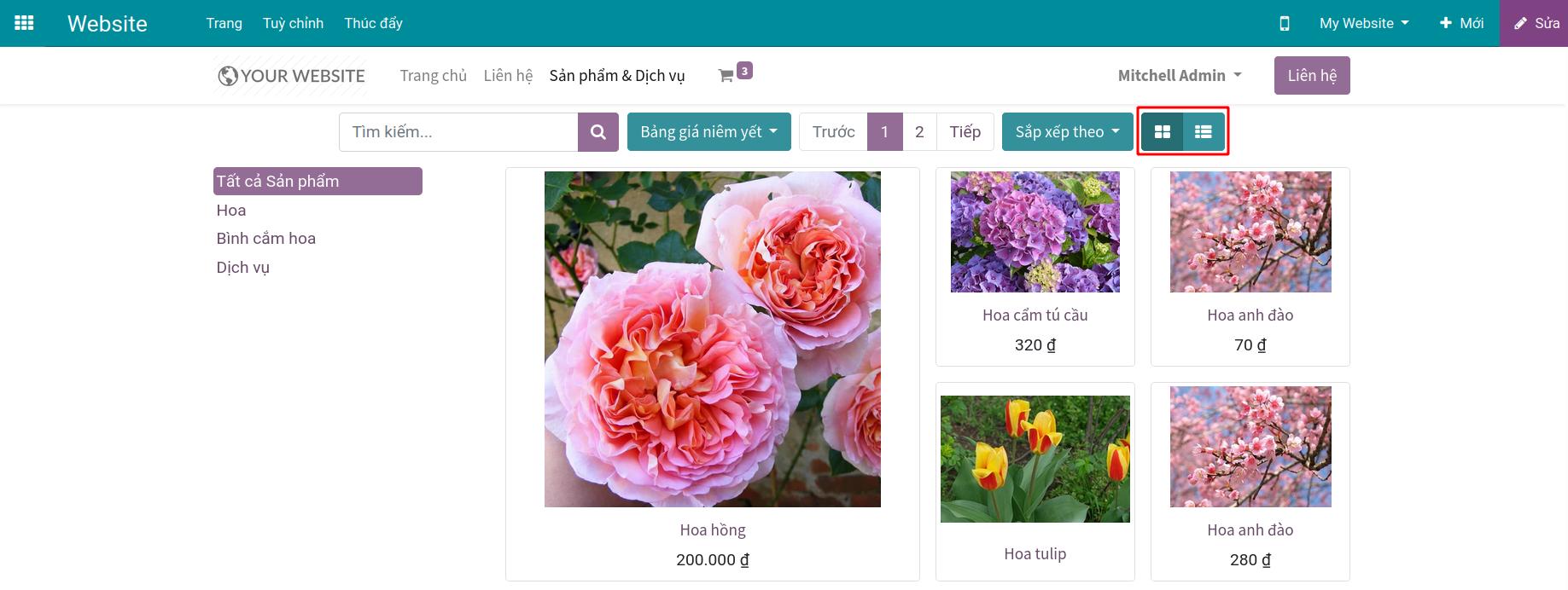 Nút lưới, danh sách