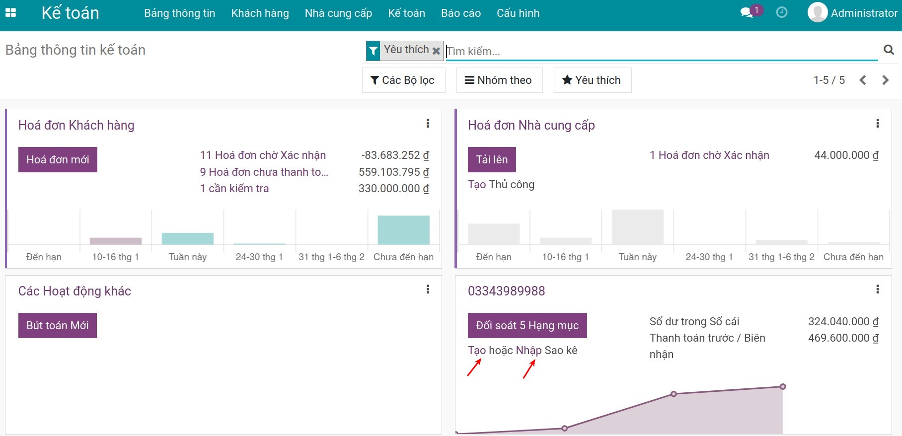 Chọn sổ nhật kí ngân hàng cần sao kê - Phần mềm kế toán Viindoo
