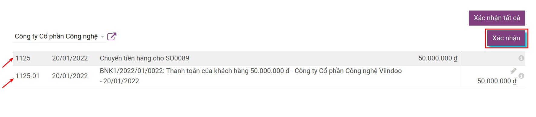 Đối soát sao kê ngân hàng - Phần mềm kế toán Viindoo