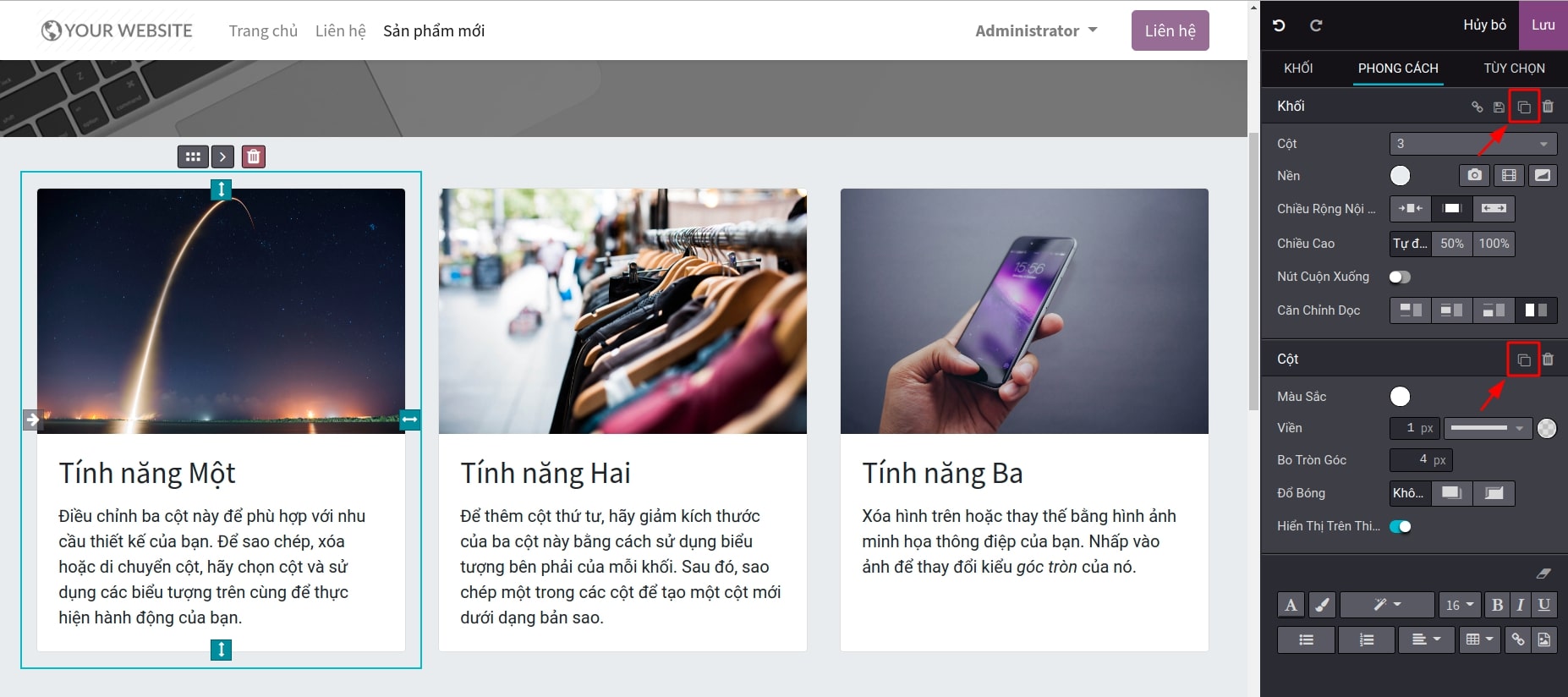 Nhân bản khối nội dung