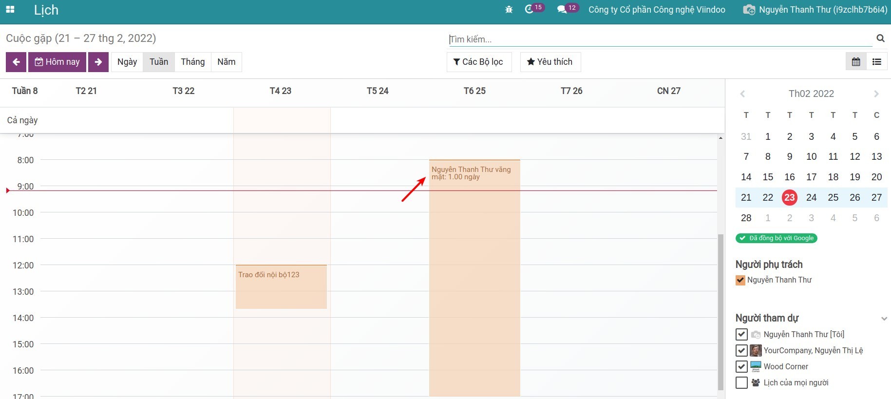 Lịch nghỉ của nhân viên