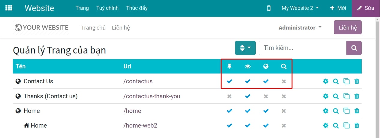 Kiểm trang thuộc tính trang