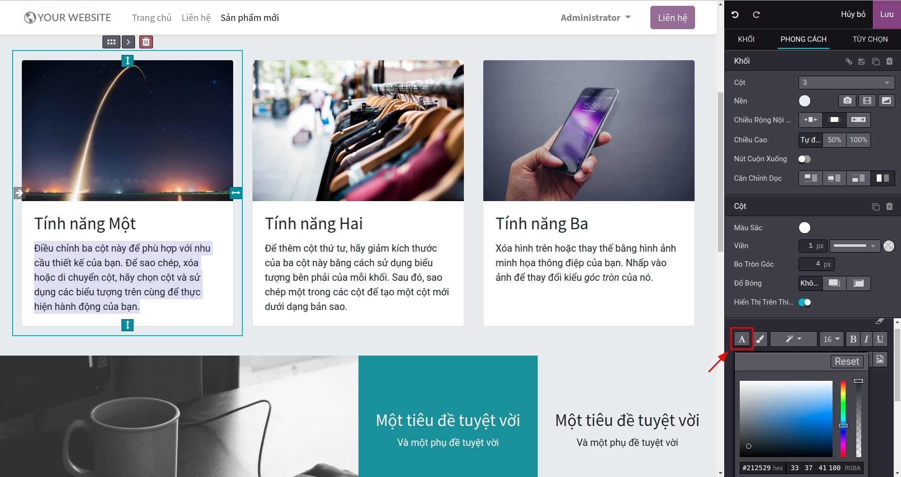 Chỉnh sửa màu phông chữ của văn bản