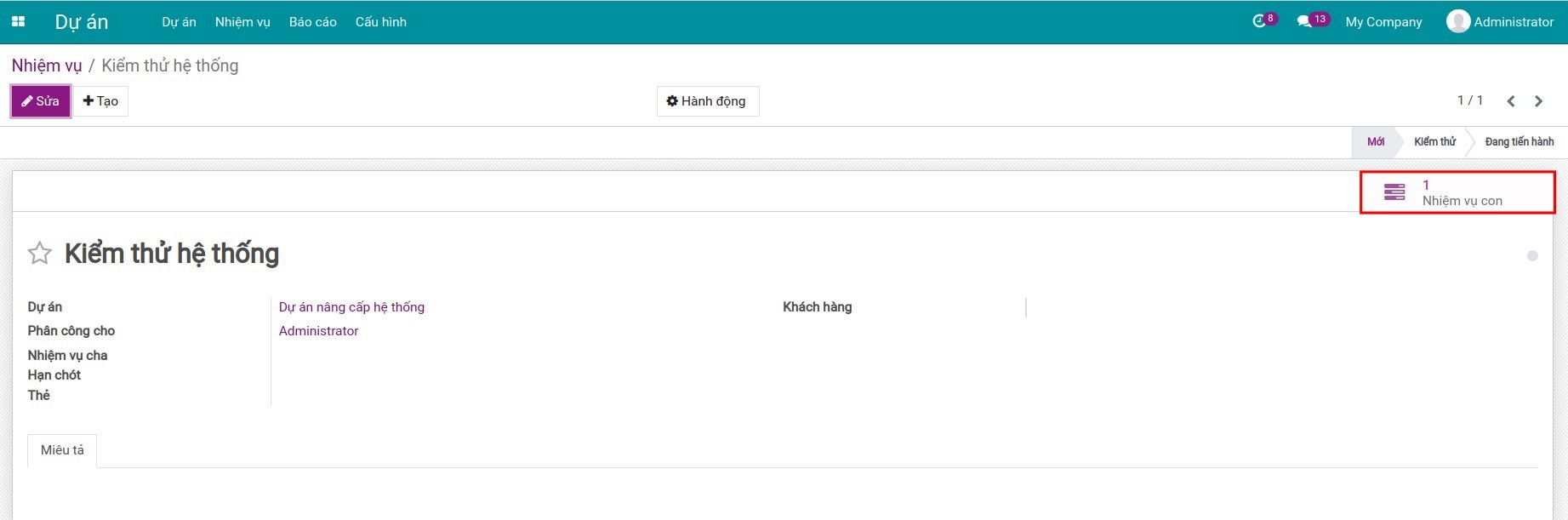 Xem nhiệm vụ con