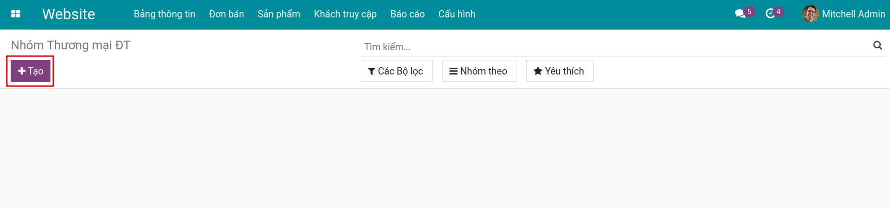 Tạo mới nhóm thương mại điện tử
