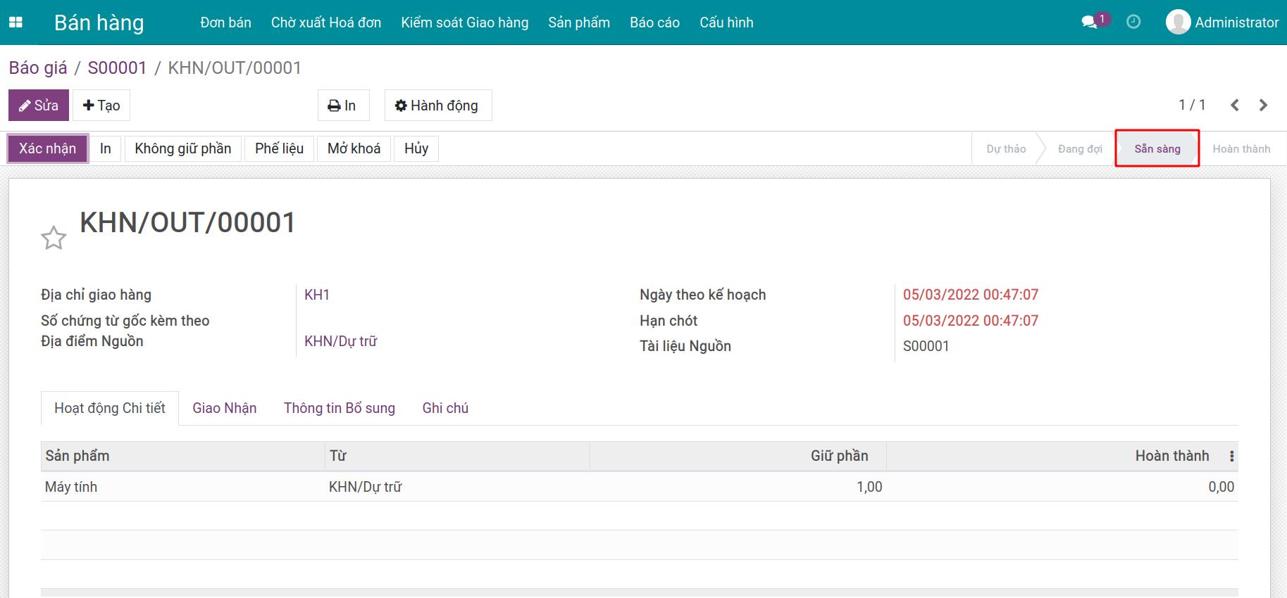 Xác nhận đơn nhận hàng