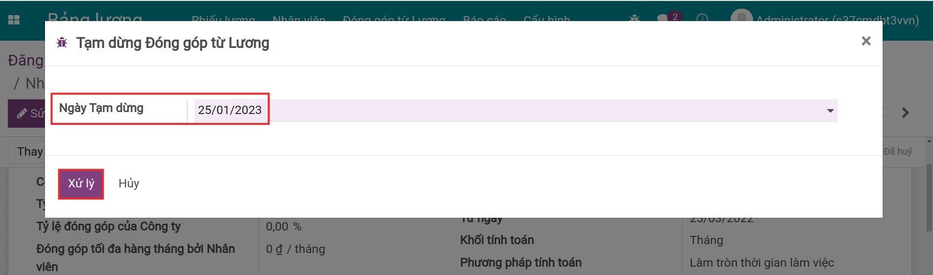 Nhập Ngày Tạm dừng