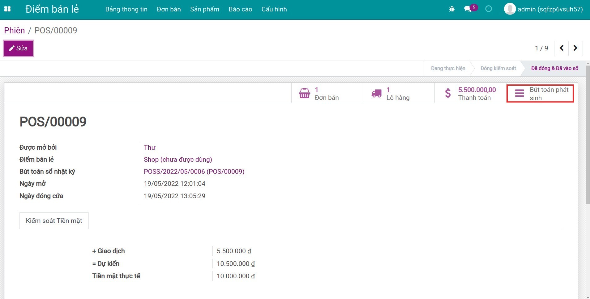 Bút toán phát sinh