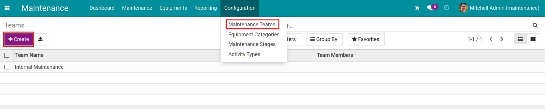 Create the Maintenance Teams