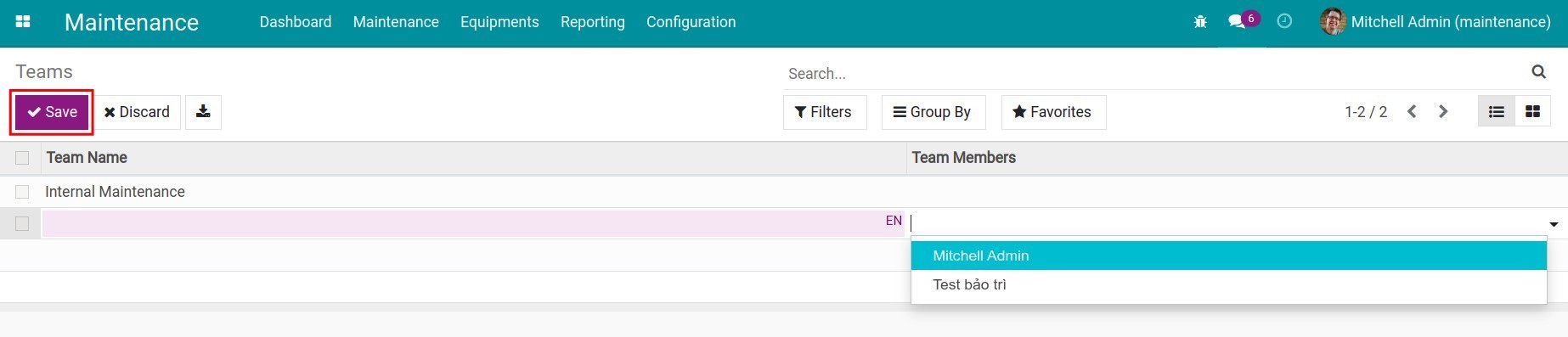 Setting the Maintenance Teams