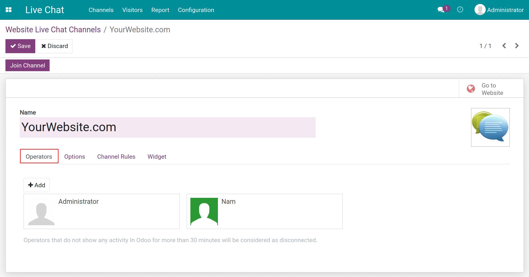 Establish information for the operators